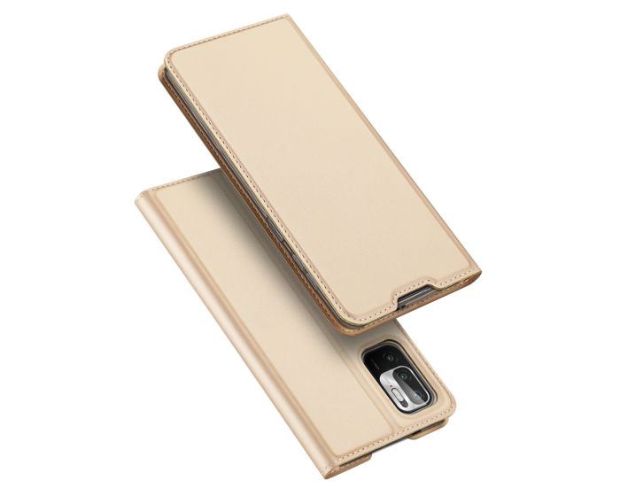 DUX DUCIS SkinPro Wallet Case Θήκη Πορτοφόλι με Stand - Gold (Xiaomi Poco M3 Pro 5G / Redmi Note 10 5G)