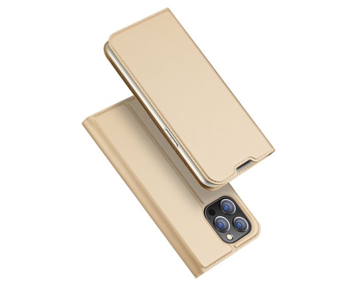 DUX DUCIS SkinPro Wallet Case Θήκη Πορτοφόλι με Stand - Gold (iPhone 14 Pro Max)