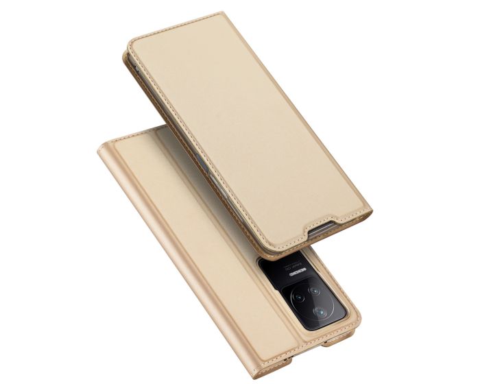DUX DUCIS SkinPro Wallet Case Θήκη Πορτοφόλι με Stand - Gold (Xiaomi Poco F4 5G)