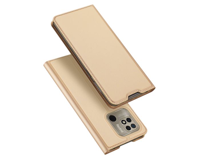 DUX DUCIS SkinPro Wallet Case Θήκη Πορτοφόλι με Stand - Gold (Xiaomi Redmi 10C)