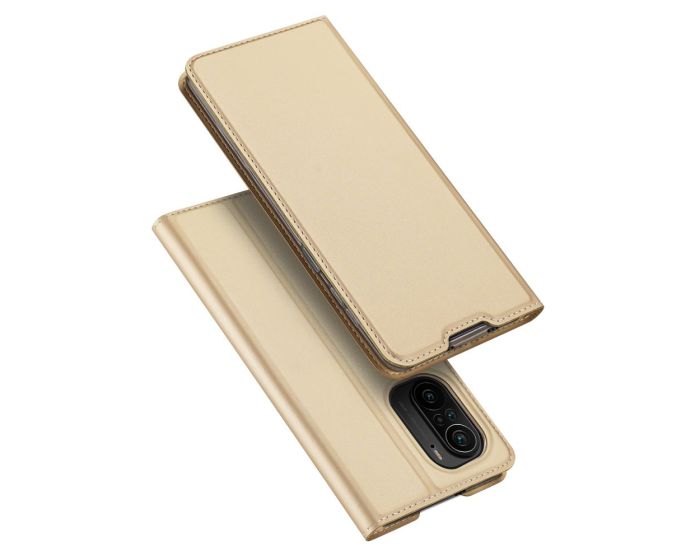 DUX DUCIS SkinPro Wallet Case Θήκη Πορτοφόλι με Stand - Gold (Xiaomi Poco F3 5G / Mi 11i)
