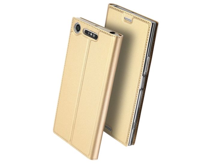 DUX DUCIS SkinPro Wallet Case Θήκη Πορτοφόλι με Δυνατότητα Stand - Gold (Sony Xperia XZ1 Compact)
