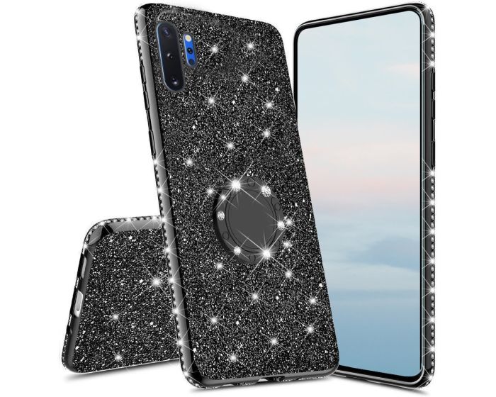 Diamond Ring Case με Electro Bumper και Glitter - Black (Samsung Galaxy Note 10 Plus)