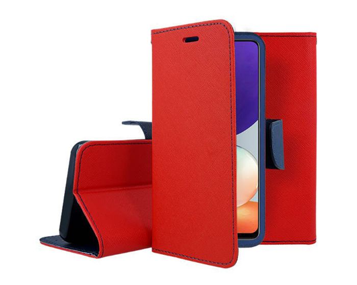 Tel1 Fancy Diary Case Θήκη Πορτοφόλι με δυνατότητα Stand Red / Navy (Samsung Galaxy A22 4G)