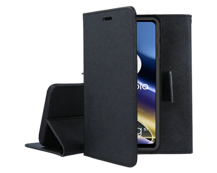 Tel1 Fancy Diary Case Θήκη Πορτοφόλι με δυνατότητα Stand Black (Motorola Moto G51 5G)