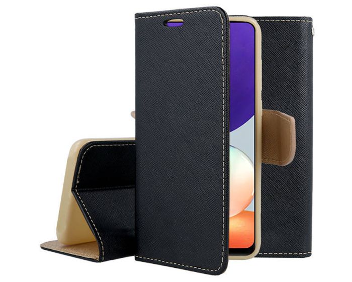 Tel1 Fancy Diary Case Θήκη Πορτοφόλι με δυνατότητα Stand Black / Gold (Samsung Galaxy A22 4G)