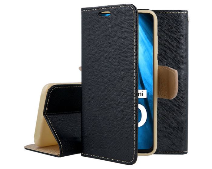 Tel1 Fancy Diary Case Θήκη Πορτοφόλι με δυνατότητα Stand Black / Gold (Xiaomi Redmi 10)