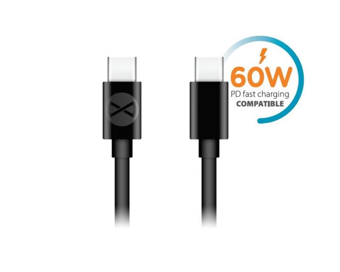 Forever PD Cable Type-C to Type-C Data Sync & Charging 3A 60W 1m - Black - MT51566