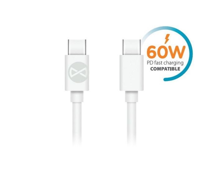 Forever PD Cable Type-C to Type-C Data Sync & Charging 3A 60W 1m - White - MT51567