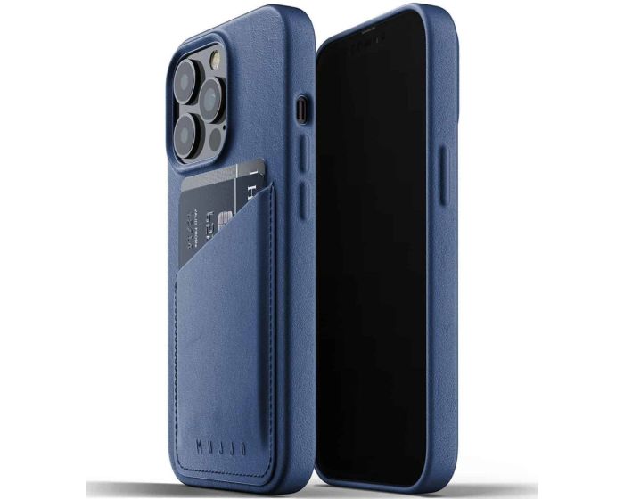 Mujjo Full Leather Wallet Case (MUJJO-CL-016-BL) Δερμάτινη Θήκη - Monaco Blue (iPhone 13 Pro)