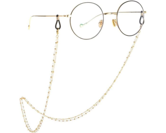 Gold Glasses Chain with Metal Ornament, Pendant and Beads Αλυσίδα για Γυαλιά - Gold