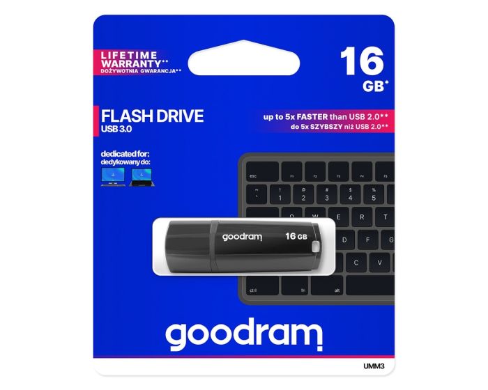Goodram USB Flash Drive 3.0 UMM3 Memory Stick 16GB Black