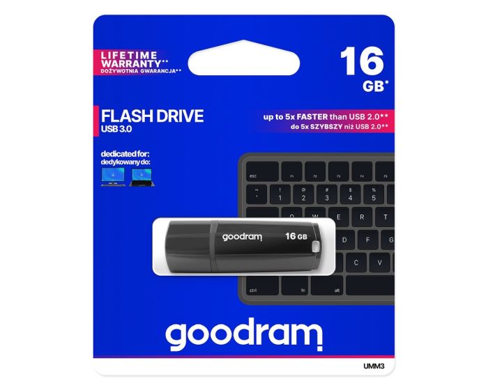 Goodram USB Flash Drive 3.0 UMM3 Memory Stick 16GB Black