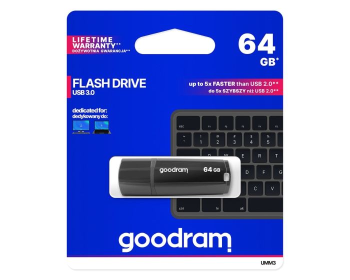 Goodram USB Flash Drive 3.0 UMM3 Memory Stick 64GB Black