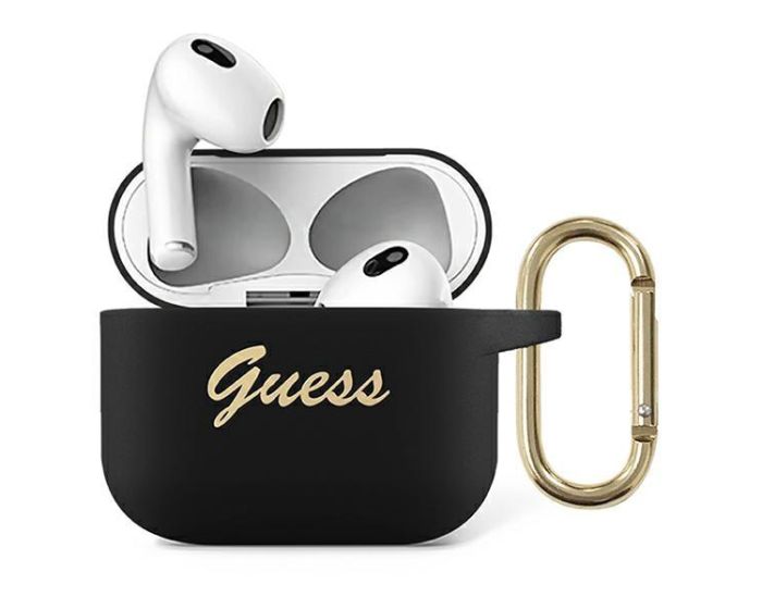 Guess GUA3SSSK Silicone Vintage Script Protective Case για τα Apple AirPods 3 - Black