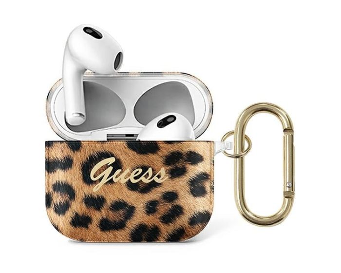 Guess GUA3USLEO Leopard Collection Silicone Protective Case για τα Apple AirPods 3 - Gold