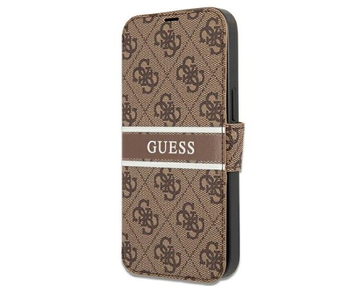 Guess GUBKP13X4GDBR 4G Stripe Collection Wallet Case Θήκη Πορτοφόλι - Brown (iPhone 13 Pro Max)