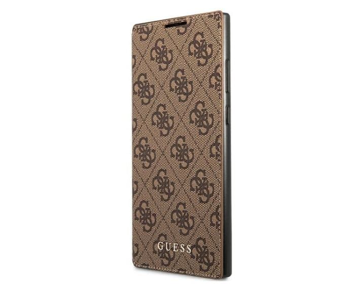 Guess GUBKS22LG4GFBR 4G Metal Gold Logo Wallet Case Θήκη Πορτοφόλι - Brown (Samsung Galaxy S22 Ultra 5G)