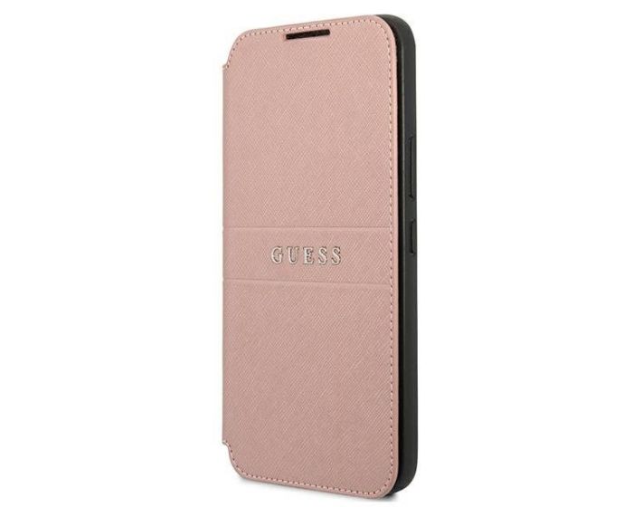 Guess GUBKS22MPSASBPI Saffiano Stripes Wallet Case Θήκη Πορτοφόλι - Pink (Samsung Galaxy S22 Plus 5G)