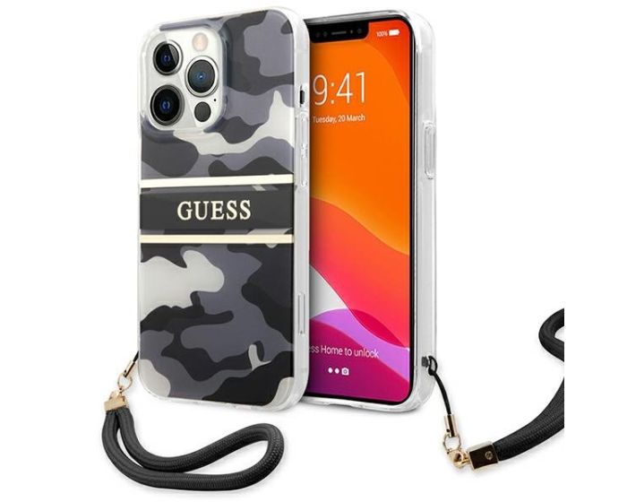 Guess GUHCP13XKCABBK Camo Strap Collection Hard Case Σκληρή Θήκη Black (iPhone 13 Pro Max)