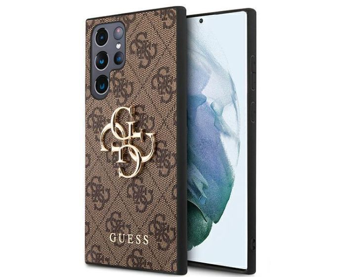 Guess GUHCS22L4GMGBR 4G Big Metal Logo Series Hard Case Σκληρή Θήκη Brown (Samsung Galaxy S22 Ultra 5G)