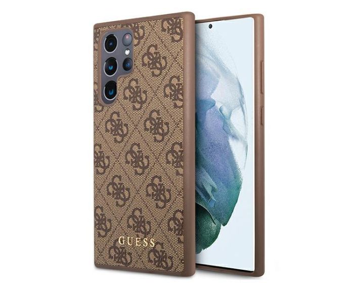 Guess GUHCS22LG4GFBR 4G Metal Gold Logo Series Hard Case Σκληρή Θήκη Brown (Samsung Galaxy S22 Ultra 5G)