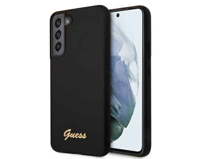 Guess GUHCS22MLSLMGBK Silicone Script Metal Logo Hard Case Σκληρή Θήκη Black (Samsung Galaxy S22 Plus 5G)