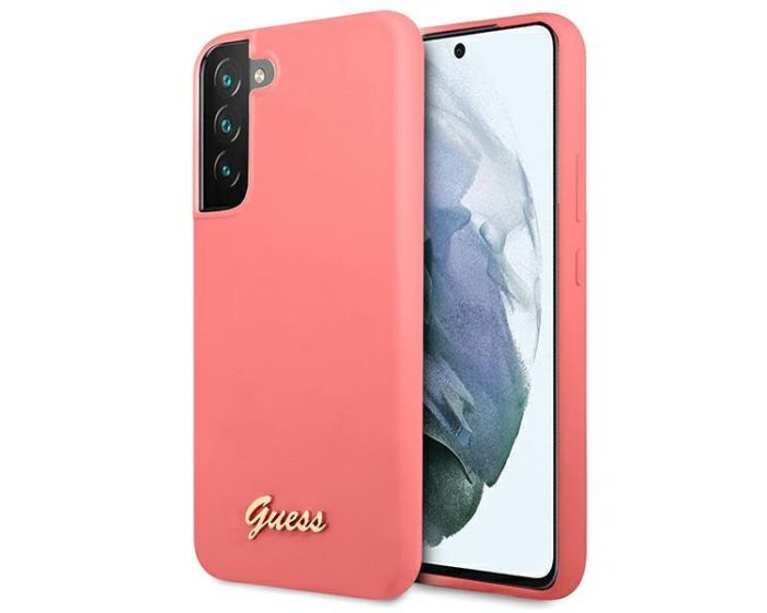 Guess GUHCS22SLSLMGFU Silicone Script Metal Logo Hard Case Σκληρή Θήκη Fuchsia (Samsung Galaxy S22 5G)