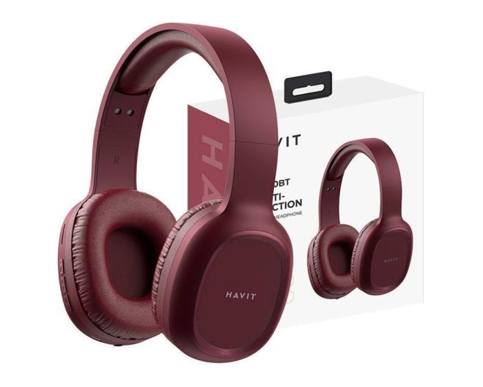 Havit H2590BT PRO Bluetooth Wireless Headphones + 3.5mm Jack Ασύρματα Ακουστικά Red