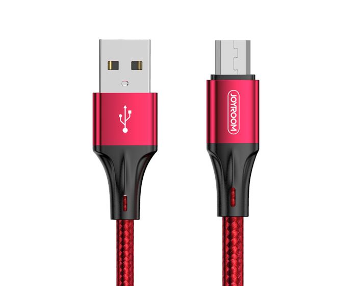Joyroom S-0230N1 Braided Καλώδιο Φόρτισης 3A Micro USB 0.2m Red