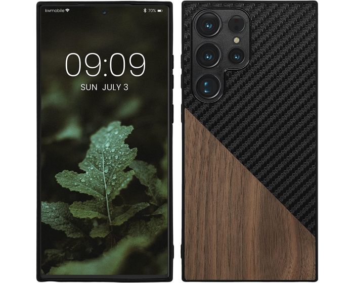 KWmobile Hard Plastic Carbon / Wood Case (60506.01) Black / Brown (Samsung Galaxy S23 Ultra)