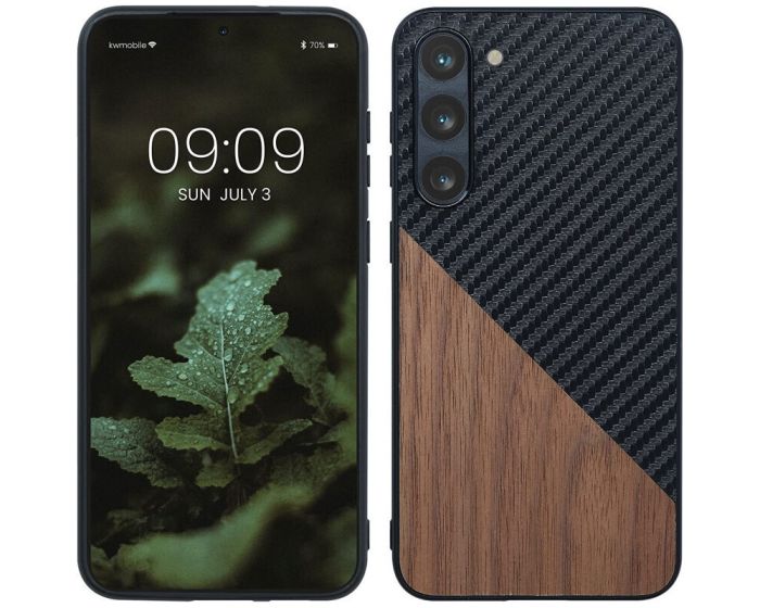 KWmobile Hard Plastic Carbon / Wood Case (60505.01) Black / Brown (Samsung Galaxy S23 Plus)