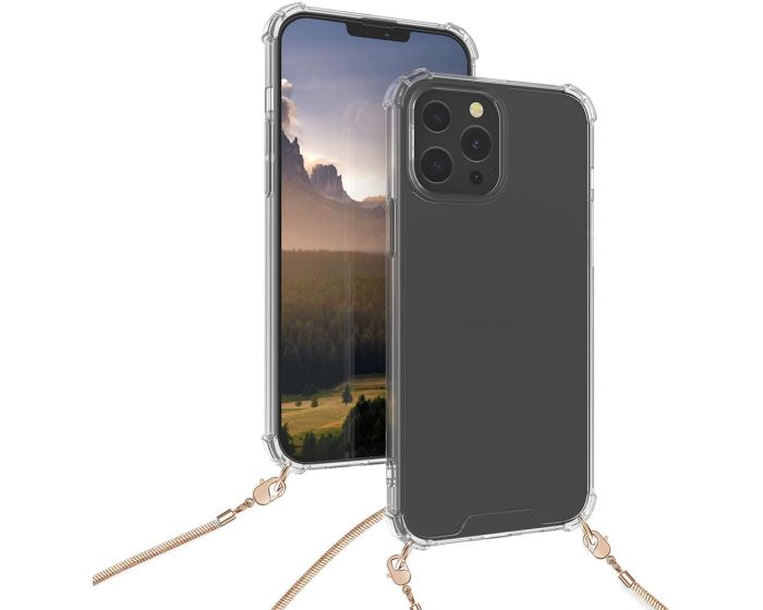 KWmobile Crossbody Silicone Case with Rose Gold Metal Chain (55979.81) Διάφανη (iPhone 13 Pro Max)