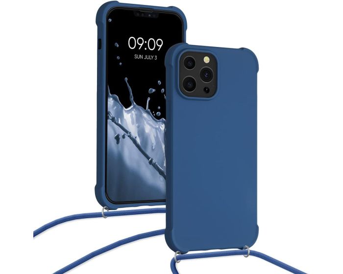 KWmobile Crossbody Silicone Case with Neck Cord Lanyard Strap (55977.17) Dark Blue (iPhone 13 Pro Max)