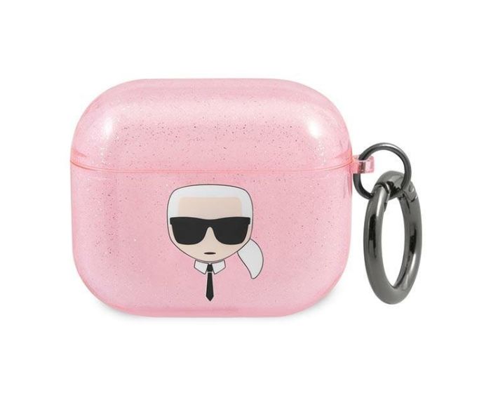 Karl Lagerfeld KLA3UKHGP Glitter Karl's Head Silicone Airpods Case για Airpods 3 - Pink