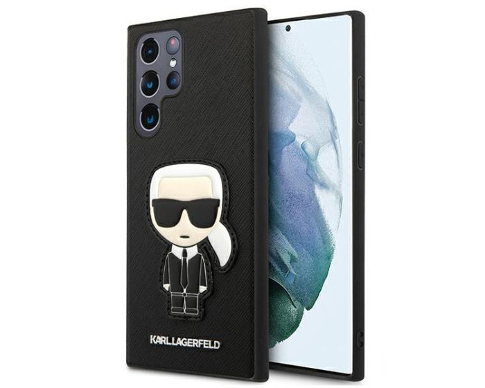 Karl Lagerfeld KLHCS22LOKPK Hardcase Saffiano Ikonik Karl`s Patch - Black (Samsung Galaxy S22 Ultra 5G)