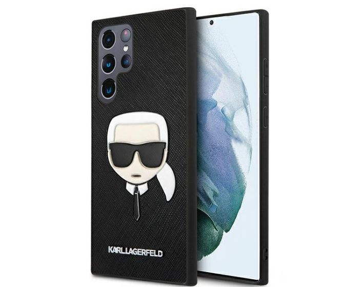 Karl Lagerfeld KLHCS22LSAKHBK Hardcase Saffiano Ikonik Karl`s Head - Black (Samsung Galaxy S22 Ultra 5G)