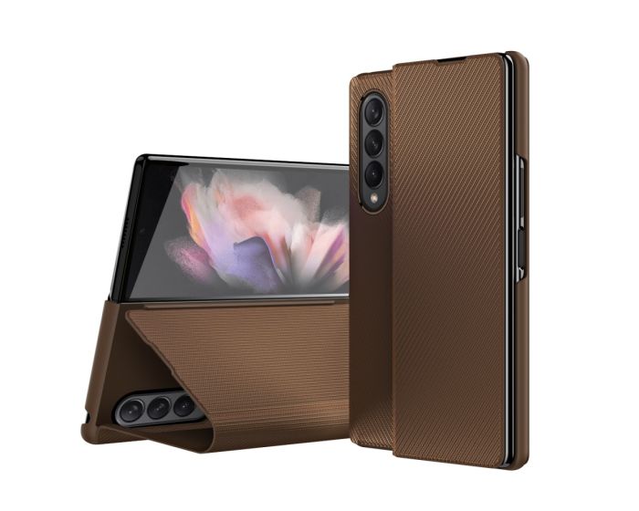 Kevlar Carbon PU Leather Book Case Brown (Samsung Galaxy Z Fold 3)