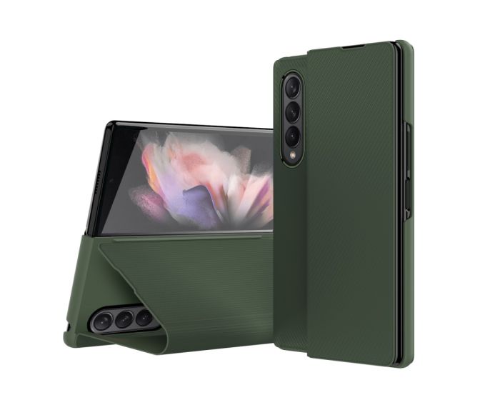 Kevlar Carbon PU Leather Book Case Green (Samsung Galaxy Z Fold 3)