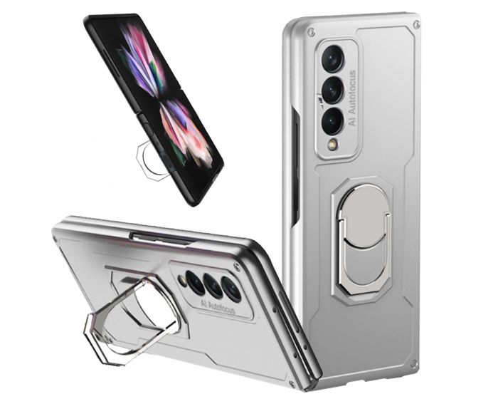 GKK KickStand Ring Case Ανθεκτική Θήκη με Kickstand - Silver (Samsung Galaxy Z Fold 3)