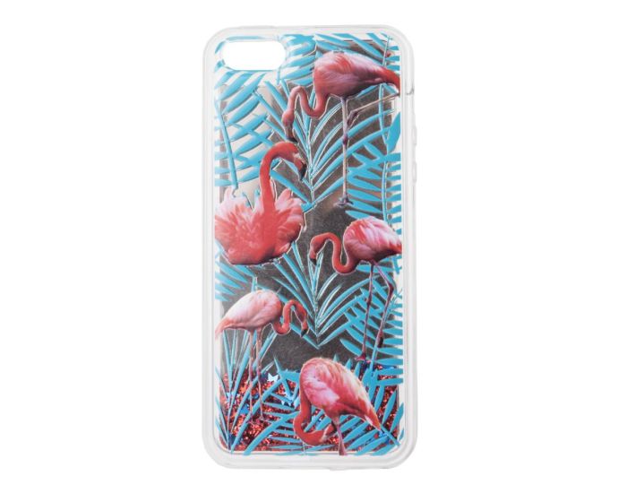 Liquid Glitter Flamingo Case Θήκη με Χρυσόσκονη Blue (iPhone 5 / 5s / SE)