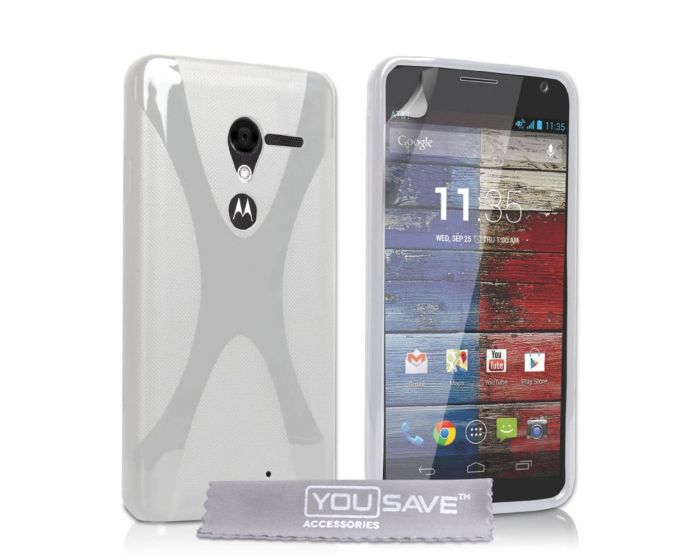 YouSave Silicone Θήκη Σιλικόνης (MO-ROLA-Z158) Λευκή + Screen Protector (Motorola Moto X)