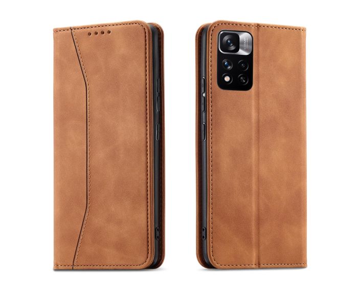 Magnet Fancy PU Leather Wallet Case Θήκη Πορτοφόλι με Stand - Brown (Xiaomi Redmi Note 11 Pro 4G / 11 Pro 5G / 12 Pro 4G)