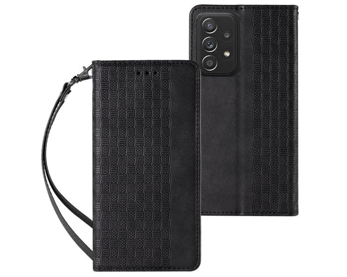 Magnet Strap Wallet Case with Mini Lanyard Θήκη Πορτοφόλι Black (Samsung Galaxy A53 5G)