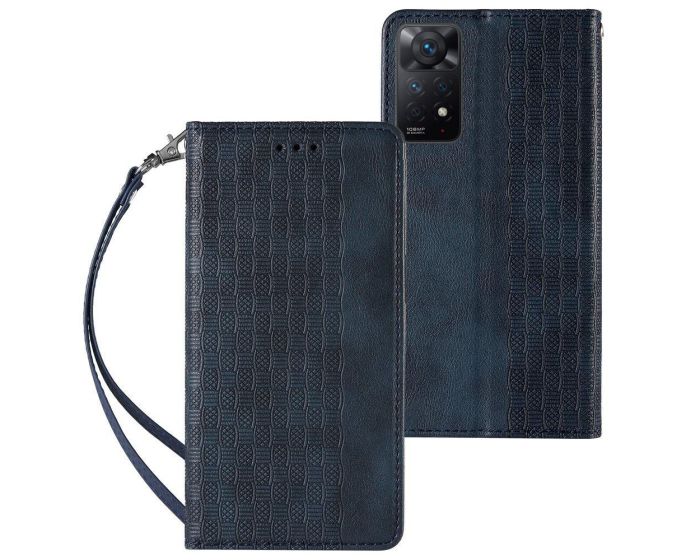 Magnet Strap Wallet Case with Mini Lanyard Θήκη Πορτοφόλι Blue (Xiaomi Redmi Note 11 Pro 4G / 11 Pro 5G / 12 Pro 4G)