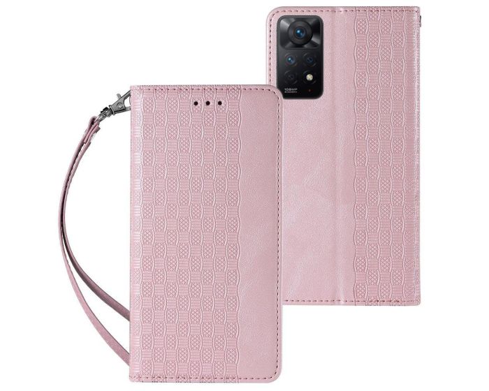 Magnet Strap Wallet Case with Mini Lanyard Θήκη Πορτοφόλι Pink (Xiaomi Redmi Note 11 Pro 4G / 11 Pro 5G / 12 Pro 4G)