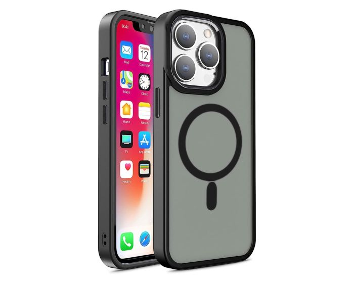 Magnetic Color Matte MagSafe Hybrid Case Black (iPhone 15 Pro Max)