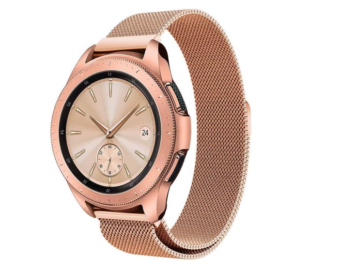 Bracelet Milanese Stainless Steel 20mm Rose Gold για Samsung Galaxy Watch 4 / 5 / 5 Pro / 6 / 7 / FE (40/42/43/44/45/46/47mm)