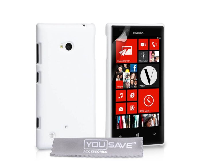 YouSave Hard Hybrid Cover Πλαστική Θήκη (NO-KA01-Z251) White + Screen Protector (Nokia Lumia 720)