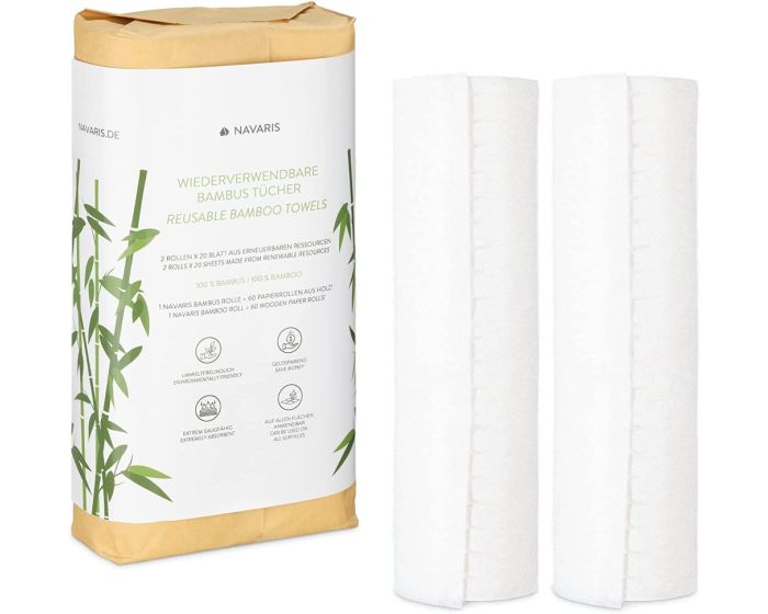 Navaris Reusable Bamboo Kitchen Roll (54104.01) Σετ με 2 Ρολά Κουζίνας από Μπαμπού